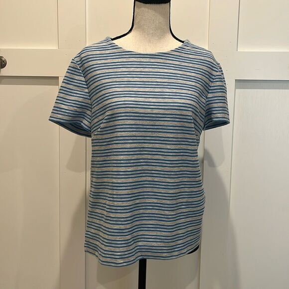 Banana Republic Factory Gray/Blue Striped SS Top -FREE w/Bundle Purchase - Picture 1 of 6